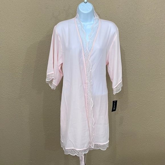 Inc International Concepts Lace Trim Short Robe-S - Picture 2 of 10